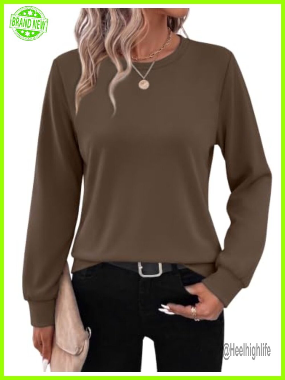 OFEEFAN Women's Crewneck Long Sleeve Sweatshirt Thermal Pullover Top